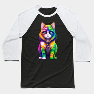 Tie Dye Cat Baseball T-Shirt